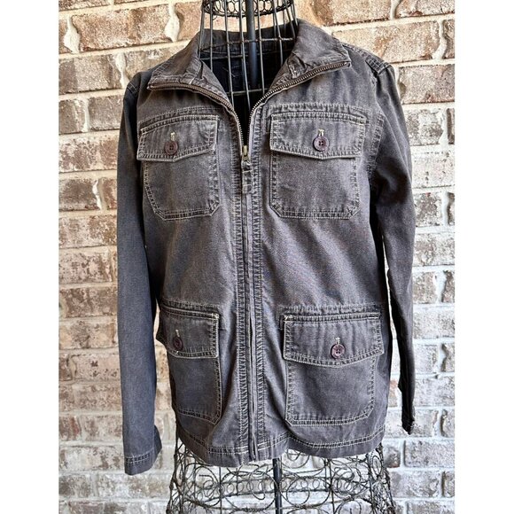 Vintage L L Bean Barn Jacket Ladies Medium 10 12 Gray Cotton Pockets Cho…